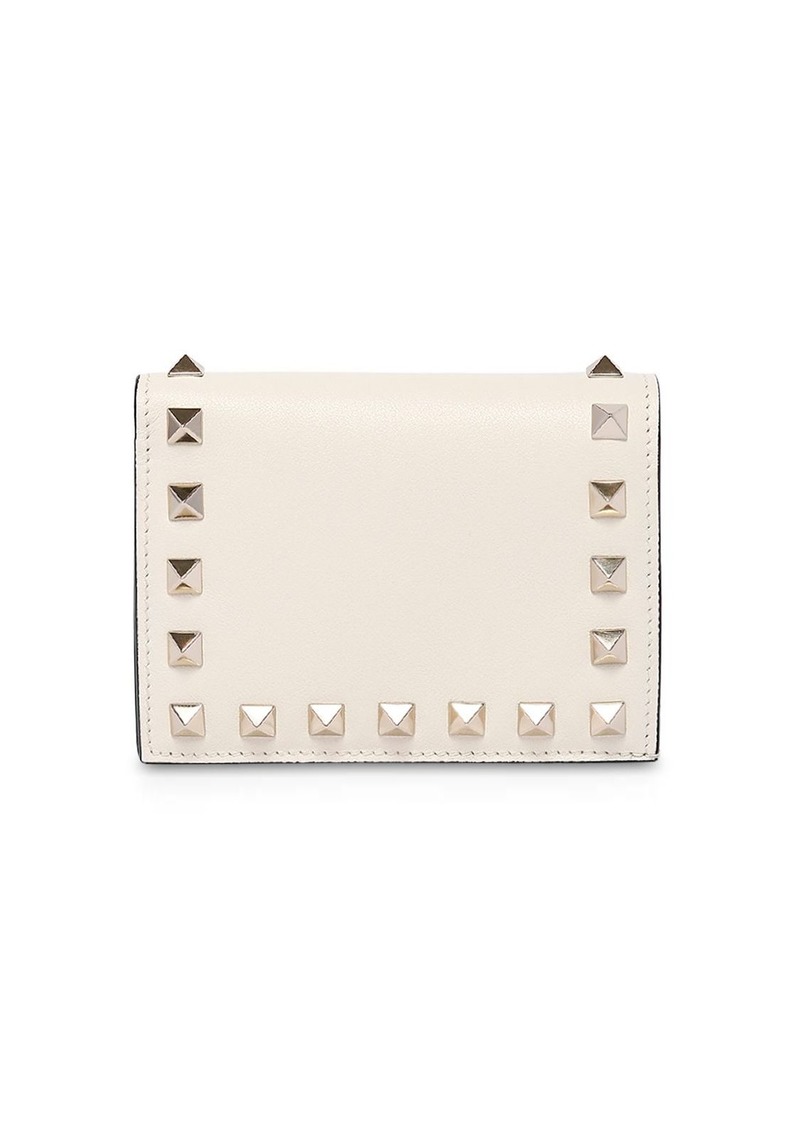 Valentino Rockstud Leather Compact Wallet