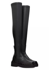 Valentino Rockstud M-Way Over-The-Knee Boots In Stretch Synthetic Material 50MM