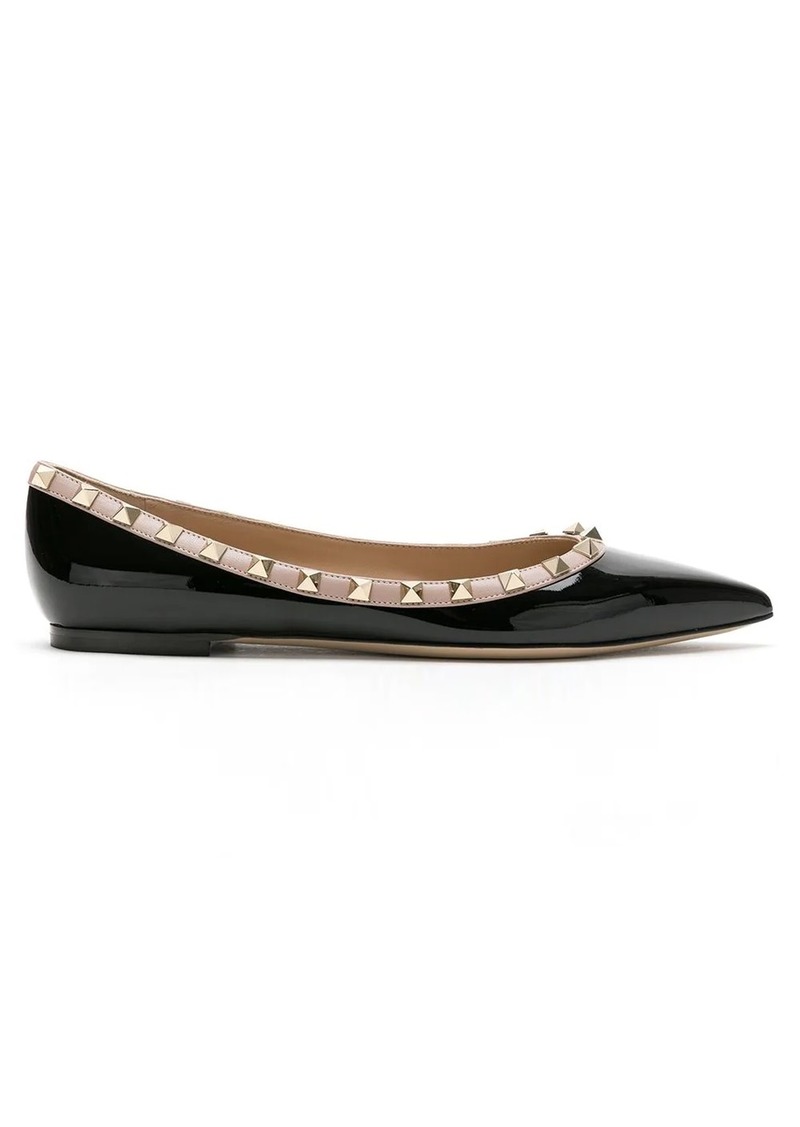 Valentino Rockstud patent leather ballerina shoes