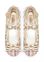 Valentino Rockstud Tweed Ballerina Flats