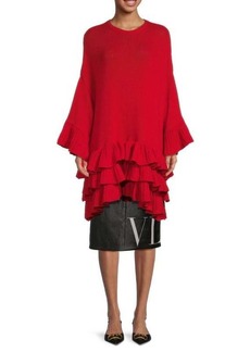 Valentino Ruffle Tiered Wool Blend Sweater Dress