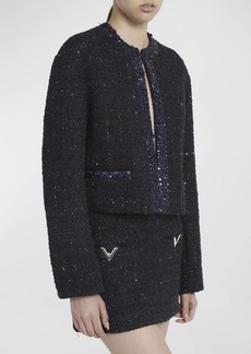 Valentino Sequin-Embroidered Metallic Glaze Tweed Jacket