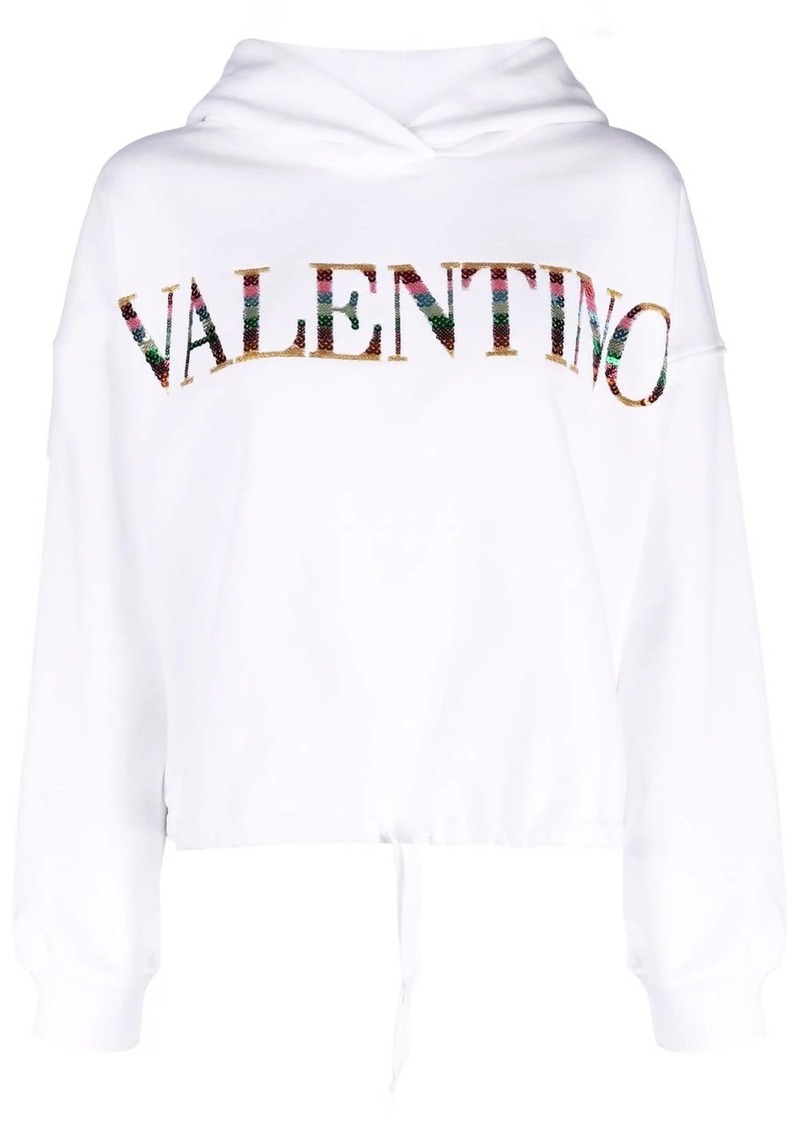 Valentino sequin-logo drawstring hoodie