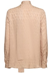 Valentino Silk Jacquard Logo Shirt W/scarf