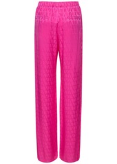 Valentino Silk Jacquard Logo Straight Pants