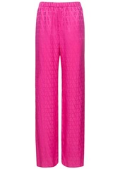 Valentino Silk Jacquard Logo Straight Pants