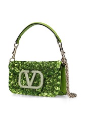 Valentino Small Locò Sequined Silk Top Handle Bag