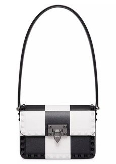 Valentino Small Rockstud23 Shoulder Bag With Chess Print
