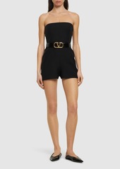 Valentino Strapless Crepe Short Jumpsuit