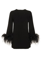 Valentino Stretch Cady Long Top W/feathers