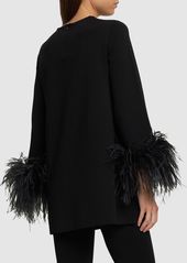 Valentino Stretch Cady Long Top W/feathers