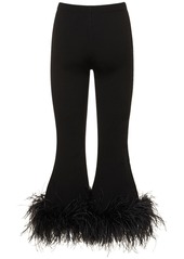 Valentino Stretch Cady Straight Pants W/feathers