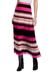 Valentino Striped Plisse Midi Skirt