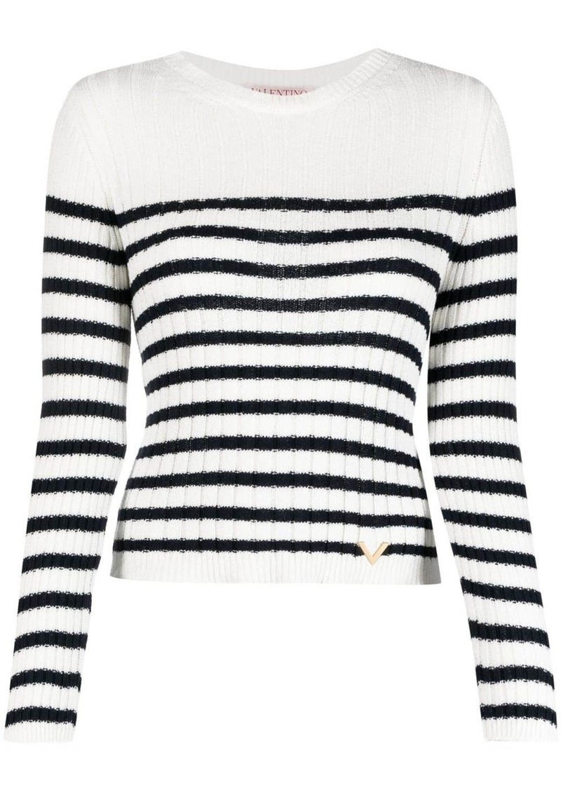Valentino striped ribbed-knit jumper