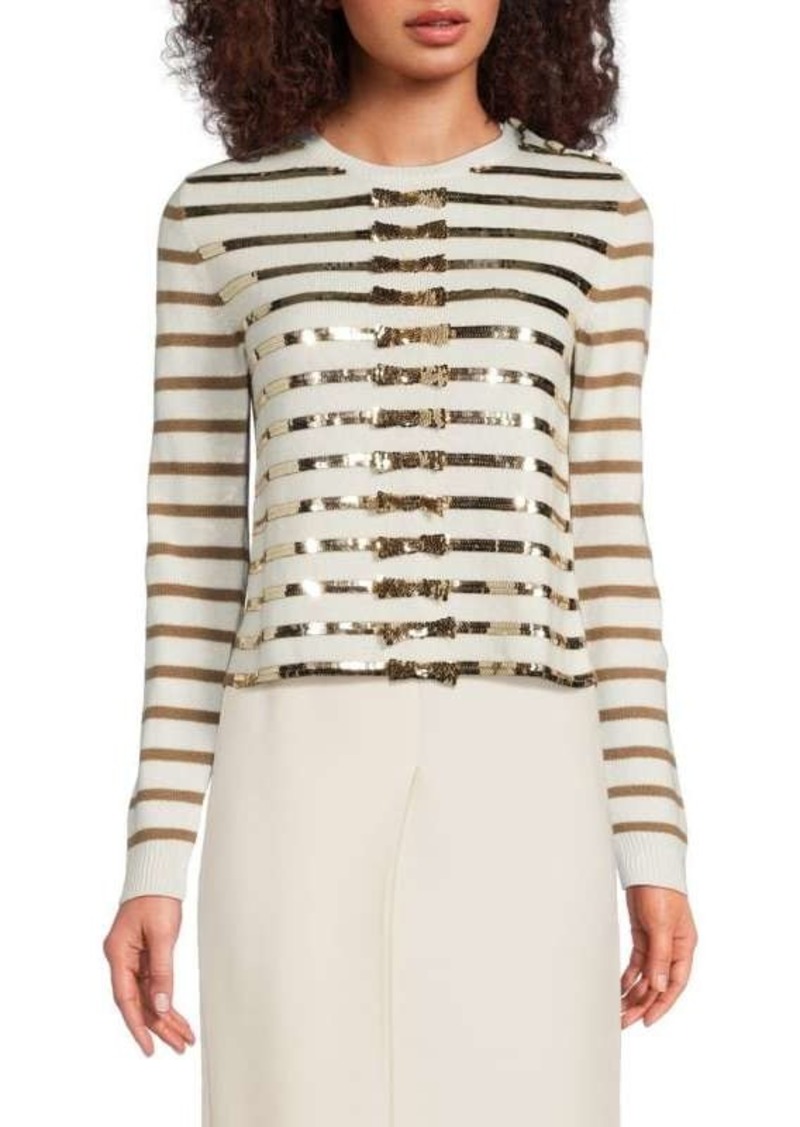 Valentino Striped Sequined Cashmere Sweater