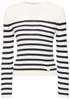 Valentino Striped Viscose Blend Knit Sweater