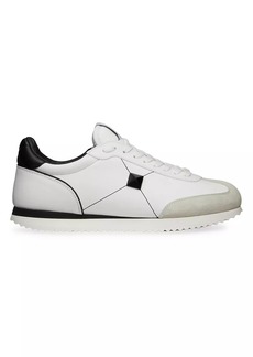 Valentino Stud Around Low-Top Calfskin And Nappa Leather Sneakers