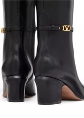 Valentino Tan-Go Boots In Calfskin Leather