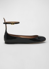 Valentino Tan-go Patent Ankle-Strap Ballerina Flats