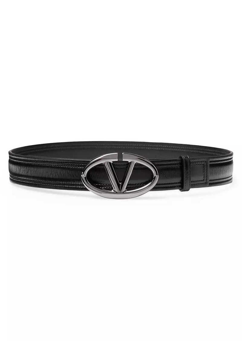 Valentino The Bold Edition VLogo Shiny Calfskin Belt 30MM