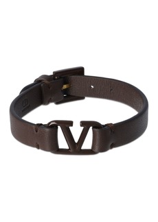 Valentino Tone-on-tone V Logo Leather Bracelet