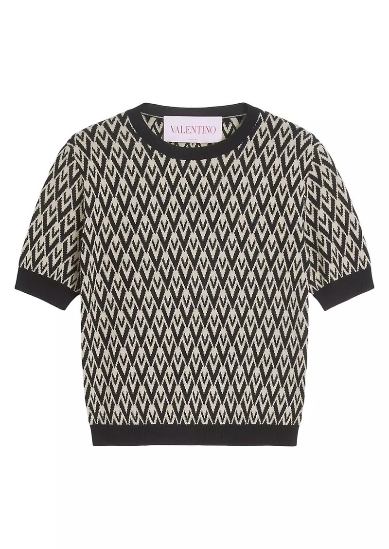 Valentino Toute La V Jacquard Wool Sweater