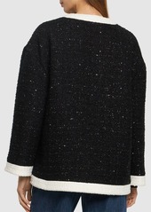 Valentino Tweed Lurex Caban Collarless Jacket