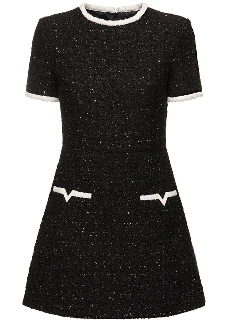 Valentino Tweed Lurex Short Sleeve Mini Dress