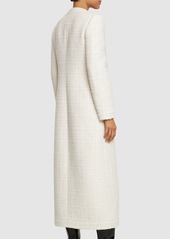Valentino Tweed Lurex V Neck Long Coat
