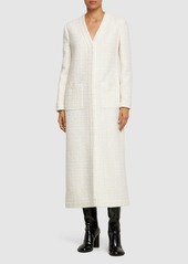 Valentino Tweed Lurex V Neck Long Coat