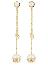 Valentino V Logo & Faux Pearl Pendant Earrings