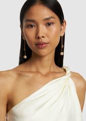 Valentino V Logo & Faux Pearl Pendant Earrings