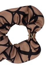 Valentino V Logo Set Of 2 Twill Silk Scrunchies