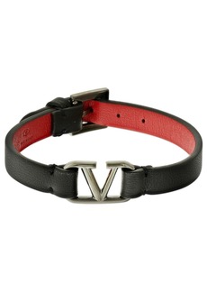 Valentino V Logo Bicolor Leather Belt Bracelet