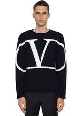 Valentino V Logo Cashmere Intarsia Knit Sweater