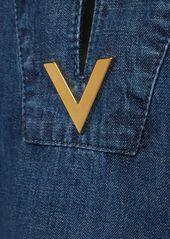 Valentino V Logo Denim Chambray Kaftan Shirt
