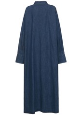 Valentino V Logo Denim Chambray Long Shirt Dress