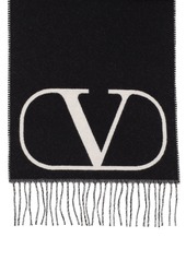 Valentino V Logo Intarsia Wool & Cashmere Scarf