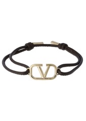 Valentino V Logo Leather Sliding Bracelet
