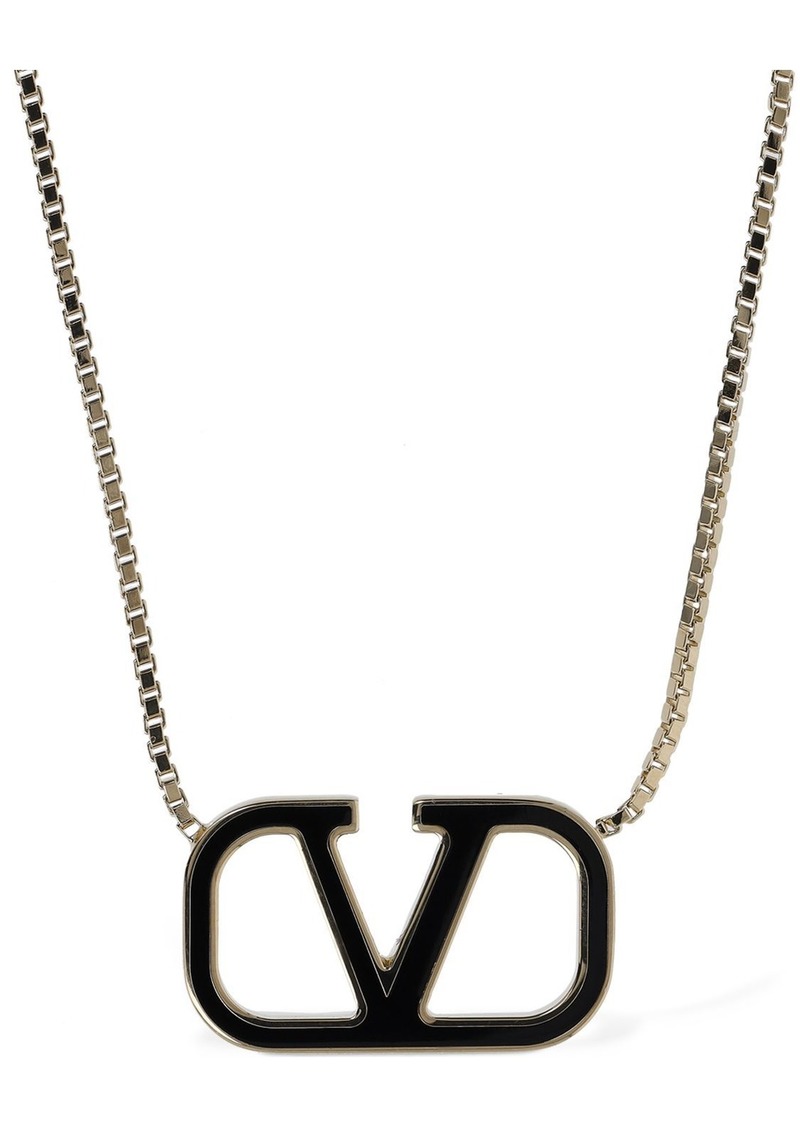 Valentino V Logo Signature Enamel Long Necklace