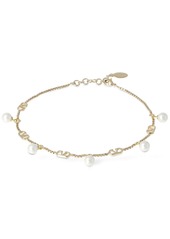 Valentino V Logo Signature Faux Pearl Anklet