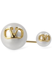 Valentino V Logo Signature Faux Pearl Brooch