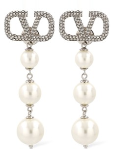 Valentino V Logo Signature Faux Pearl Earrings