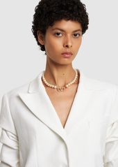 Valentino V Logo Signature Faux Pearl Necklace