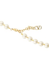 Valentino V Logo Signature Faux Pearl Necklace