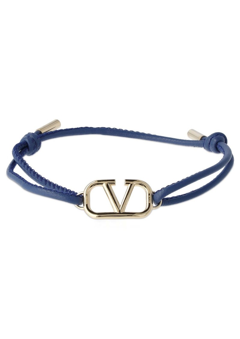 Valentino V Logo Signature Leather Cord Bracelet