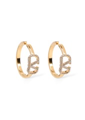 Valentino V Logo Signature Strass Hoop Earrings