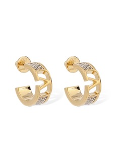 Valentino V Logo Signature Strass Hoop Earrings