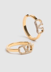 Valentino V Logo Signature Strass Hoop Earrings