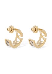 Valentino V Logo Signature Strass Hoop Earrings